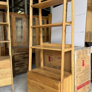 Kệ trưng bày York Oak 2 ngăn kéo 4 tầng gỗ sồi Mỹ