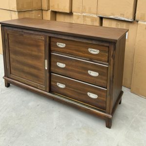 Tủ gỗ cửa lùa 3 ngăn kéo tràm cước & veneer tràm